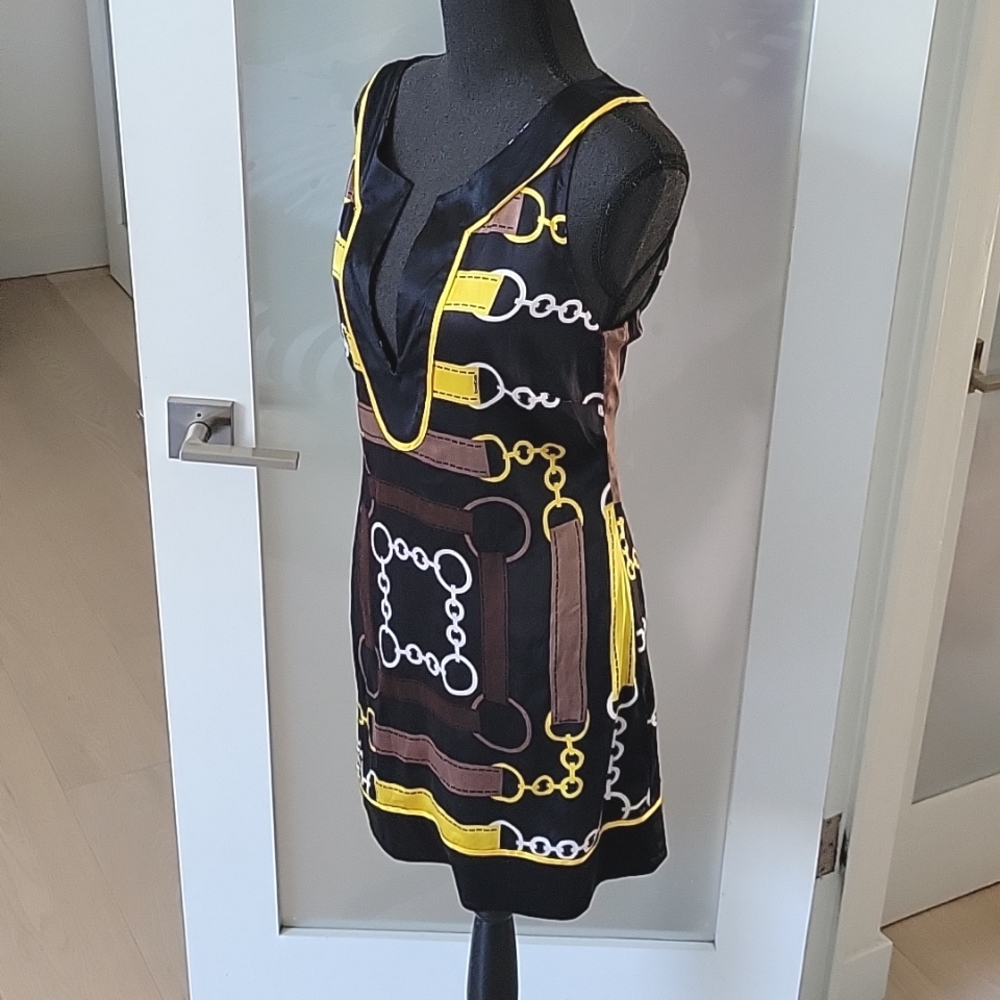 BEBE  Silk Reversible Equestrian Print Dress-Never Worn